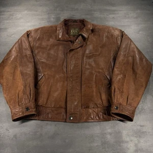 Chaqueta de Cuero Vintage Adulto Mediana Marrón Cremallera Completa Abrigo Motociclista Motociclista Asimétrico - Imagen 1 de 10