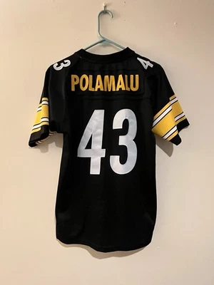 Camiseta de fútbol americano Pittsburgh Steelers #43 Polamalu juvenil talla grande (14-16) cosida Foto 1 de 4