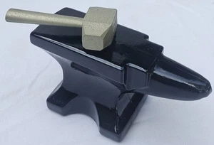 Vintage Mini Blacksmith Anvil & Hammer Jeweler Size Faux Tool EMPTY Glass Bottle - Picture 1 of 13
