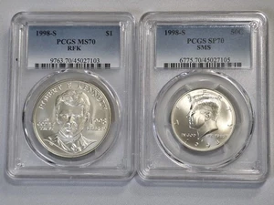 1998 U.S. Mint Kennedy Collector's Set RFK/JFK Matte SMS PCGS SP70 MS70 - Picture 1 of 6