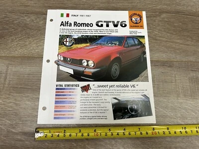 Folleto de carpeta Hot Cars Cutting Edge 1981-1987 Alfa Romeo GTV6 #58 hoja de especificaciones Foto 1 de 4