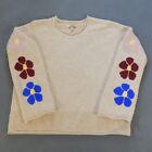 Madewell Womens Sweater Xs Beige Flower Wool Boxy Oversize Relaxed Stretch 90S