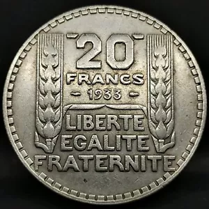 20 FRANCS TURIN 1933 LONG BRANCHES SILVER 680‰ FRANCE / SILVER - Picture 1 of 2