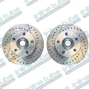 64-74 Front Disc Brake Single Piston Caliper Cross Drilled and Slotted Rotors