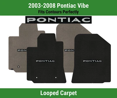 Alfombrillas delanteras Lloyd Classic Loop para Pontiac Vibe '03-08 con Pontiac plateado sobre negro Foto 1 de 4