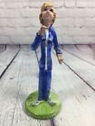Vintage Ceramic Figurine Woman in Blue Signed Pol 72 99 - Made in Italy - 7.5" T