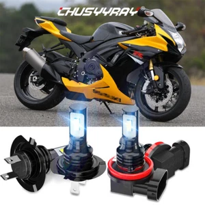 For 2011-2023 Suzuki GSXR600 GSXR750 6000K LED Headlight Bulbs High Low Beam Kit - Picture 1 of 16