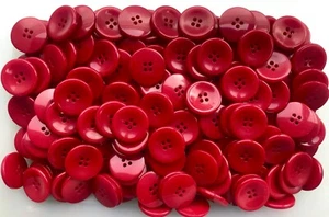Buttons 23mm 36L Red Bright Cherry Red 4 Hole Coat Craft Sewing Button (W283) - Picture 1 of 24