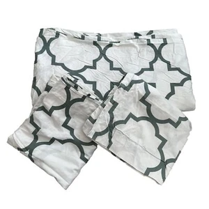 Echelon Home 3-teiliges Quatrefoil King/Groß Bettwäscheset Baumwolle weiß grün Mängel - Bild 1 von 9