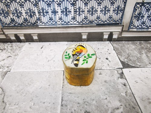 KENZO Piccola scatola portapillole vintage in miniatura smaltata Cloisonne Trinket AA06