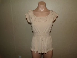 NEW Jaclyn Smith Ruffle Sweater Top Womens Size Small Beige Cap Sleeve Knit NWT - Picture 1 of 6