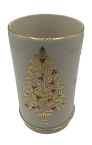 Lenox Candle Holder Eternal Christmas Pierced Porcelain Floral Gold Trim USA - Picture 1 of 13