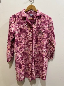 Laura Scott nightgown, M. 100% cotton, pink floral, button up, long sleeve, EUC - Picture 1 of 12