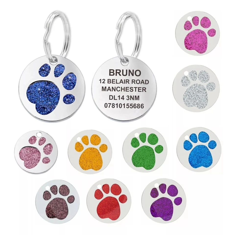 KREATESQUARE Dog Tag Personalised Engraved ID Pet Tags Cat Identification Collar Name Tag