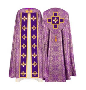 Ornate Gold-Trimmed Gothic Cope – Clergy Vestment for Mass and Processions - Picture 1 of 8