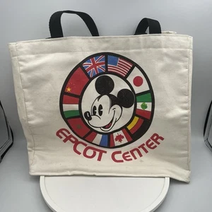 Vintage 80's Disney Epcot Center Flags Mickey Mouse Passport Tote Duffle Bag - Picture 1 of 9