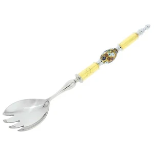 GlassOfVenice Italian Murano Glass Salad Fork - Gold Millefiori Olive - Picture 1 of 5