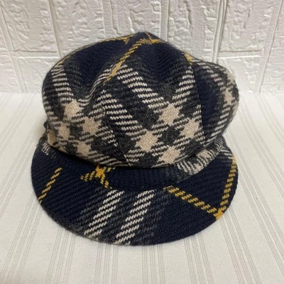 BURBERRY Casquette Wool Check Navy - Photo 1/4
