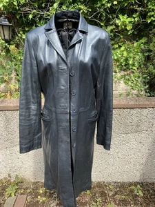 OASIS MID/LONG LENGTH LEATHER COAT SIZE 10 - Picture 1 of 5