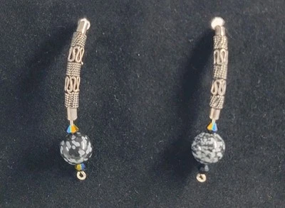 Pendientes colgantes de plata de ley con cuentas de piedra dálmata Foto 1 de 2