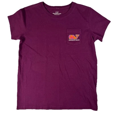 Vineyard Vines Girl's Purple Floral Whale Fill Pocket T-Shirt Purple Size M NWOT - Image 1 of 4