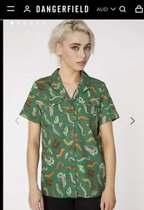 Dangerfield Short Sleeved 100% cotton Pattern Of Caterpillars Cotton Shirt Sizeb - Picture 1 of 3