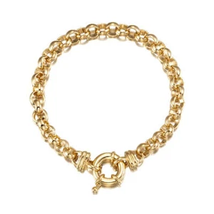 18ct Heavy Yellow Gold Plated Belcher Chain Bracelet with Bolt Clasp - Foto 1 di 8