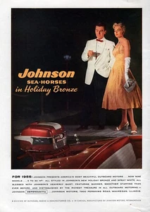 Pubblicità originale stampa a colori motore fuoribordo Johnson Sea Horse 1956 - Foto 1 di 1