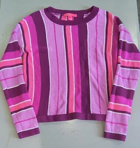 Lilly Pulitzer Daryn Stripe Island Jungle Sweater Pink Crew Neck Women’s Small - Picture 1 of 6