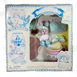 Vintage Kidsview Tea Bunnies Sweet Slumber Tea Party Set Toy 1995 COMPLETO - Imagen 1 de 8