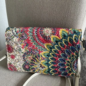 FAUX LEATHER PAVERS Sequin Floral Pattern Clutch / Shoulder Bag - Picture 1 of 6