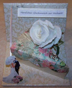 Geldgeschenk zur Hochzeit, Tortenstück, Rosen, Geld verschenken, NEU - Bild 1 von 6