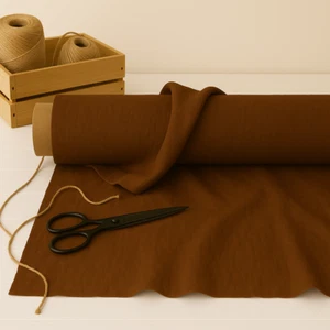 Brown Linen Blend Fabric by the Yard – Material for Fashion & Home Décor - Picture 1 of 10