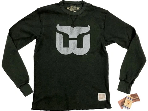 Hartford Whalers Retro Brand Green Lightweight Waffle Pullover T-Shirt (S) Cover