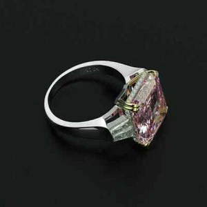 Anillo de compromiso de diamantes con zafiro rosa natural de 5,50 quilates de oro blanco macizo de 18 quilates - Imagen 1 de 8