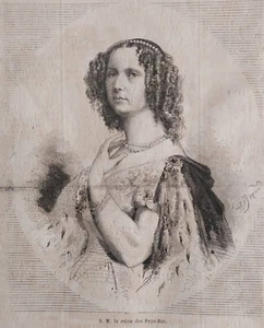 Antiker Druck Portrait Königin Niederlande Sofia Federica Mathilde 1862 - Bild 1 von 2