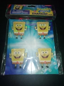 Nickelodeon SpongeBob Squarepants 4 Jumbo Large Pencil ERASER Cartoon Party Pack - Picture 1 of 2