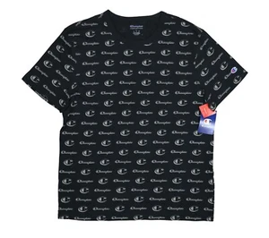 Camiseta deportiva de manga corta con estampado de logotipo Champion cuello redondo para hombre L nueva con etiquetas negra - Imagen 1 de 2