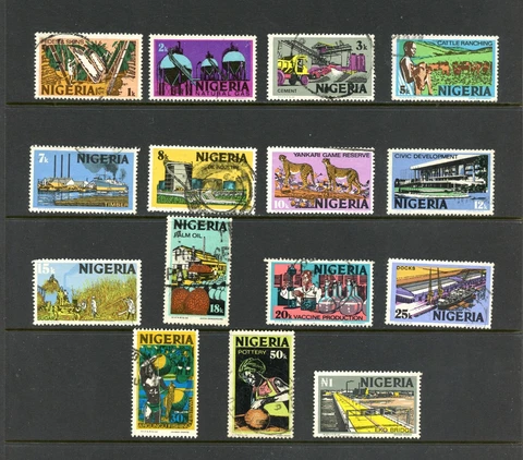 Q912  Nigeria  1973/4   pictorials   SHORT-SET  15v.   used Cover