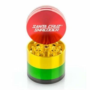 Medium 2.1" Rasta Santa Cruz Shredder Aluminum Herb Grinder 4 Piece Grip - Picture 1 of 2
