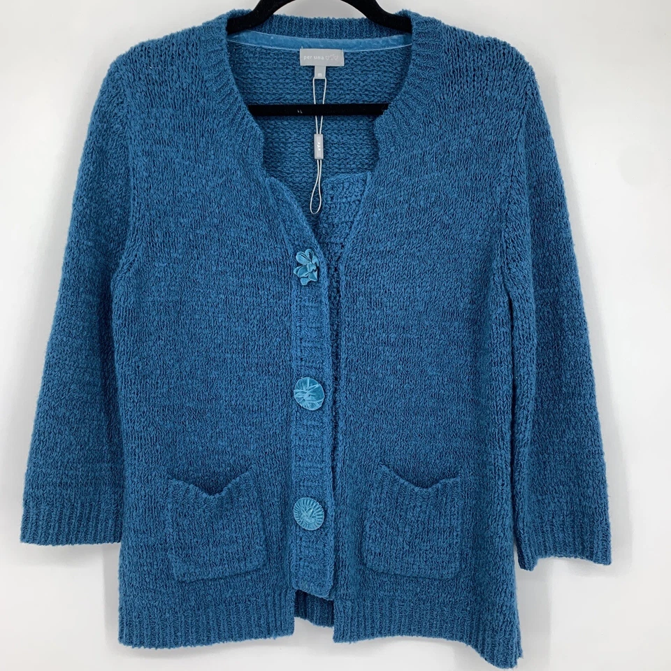 Per Una Womens Medium Cardigan Sweater Large  Button Pockets Romantic Cottage - Image 1 of 4