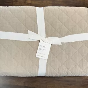 POTTERY BARN BELGIAN FLAX LINEN DIAMOND QUILT, KING/CAL KING ~ DARK FLAX - Picture 1 of 7