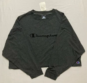 Camiseta gris S nueva con etiquetas Champion recortada manga larga salón dormir - Imagen 1 de 5