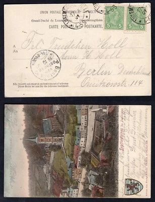 LUXEMBOURG 1907 Pair of 5c on Septfontaines Postcard to Germany - Image 1 of 3
