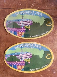 Etiquetas de equipaje Kinugawa Onsen Spa-Honshu ocupado Japón vintage c1940 - Imagen 1 de 2