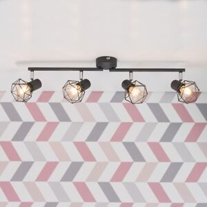 Industrial Grey Geometric 4 Way Ceiling Light Fitting Spotlight Bar LED Lamp