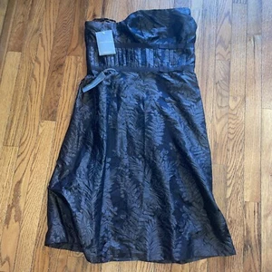 Neu mit Etikett Ann Taylor A-Linie trägerloses Kleid oder Träger Größe 12 schwarzes Muster - Bild 1 von 7