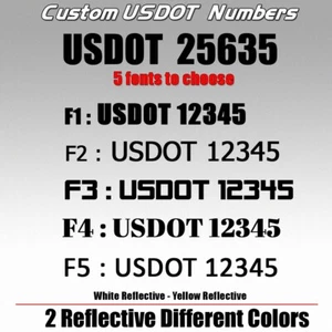 USDOT US DOT custom number decal truck Set of 2 commercial vehicles van pick up - Picture 1 of 11