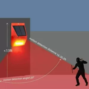 Solar Strobe Alarm Light Sound Warnsirenenlicht Bewegungssensor Fernbedienung DE - Picture 1 of 12