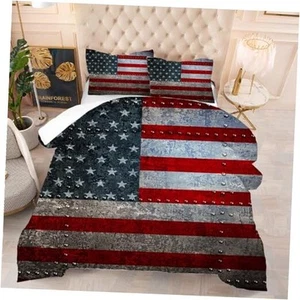 Dirty USA American Flag Comforter Set Twin Size Textured US Federations Flags - Picture 1 of 6